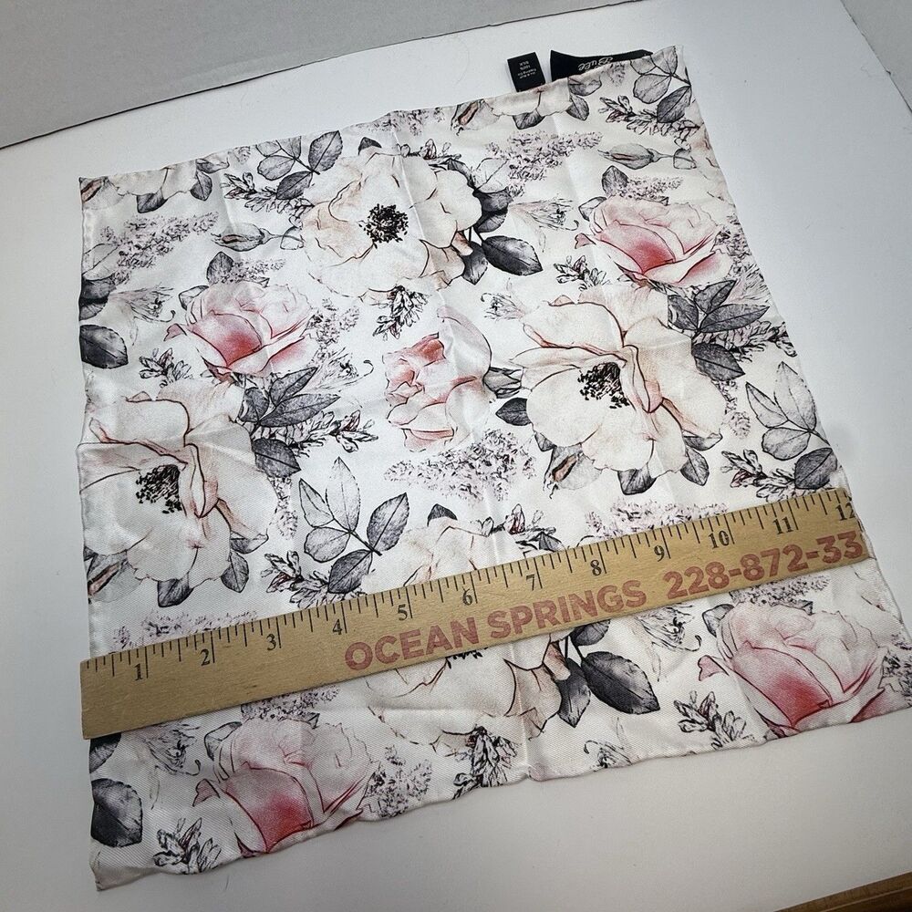 Ox & Bull Pink And Gray Floral Watercolor 100% Silk Pocket Square New - Picture 4 of 8